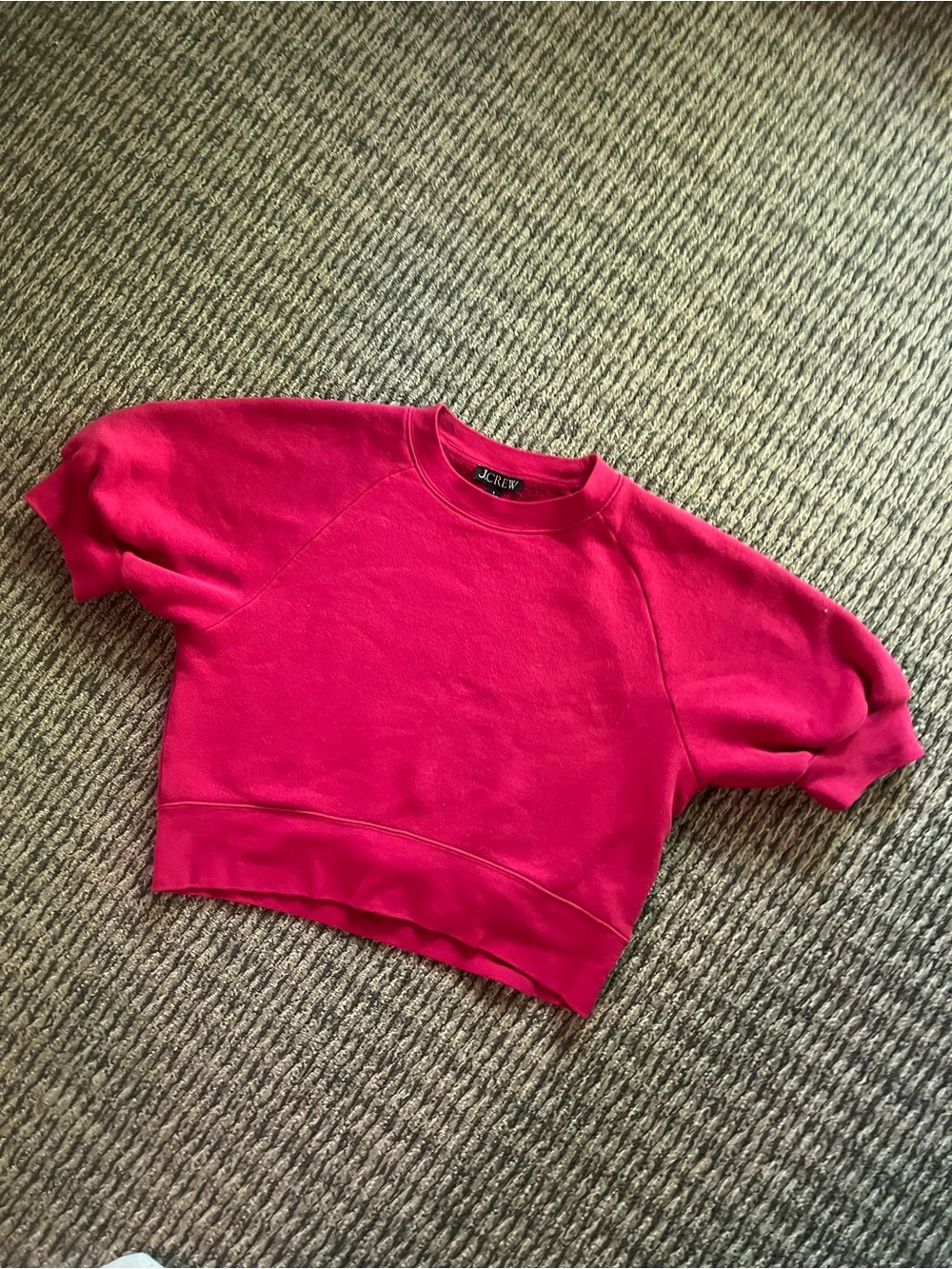 J. Crew Heritage Terry Puff Short Sleeve Sweatshirt in vintage red S